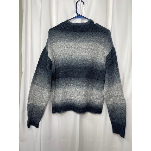 Apt 9 knit top sweater women's size medium gray blue stripe mock turtleneck - Picture 11 of 15